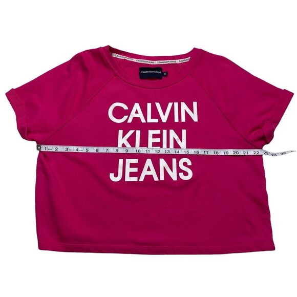Calvin Klein Jeans Spell-Out Cropped Hot Pink Lightweight Sweatshirt Top XXL - Picture 5 of 10